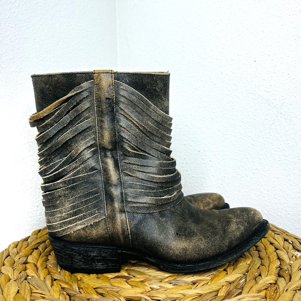 Matisse Fringed Distressed Leather Ankle Boots